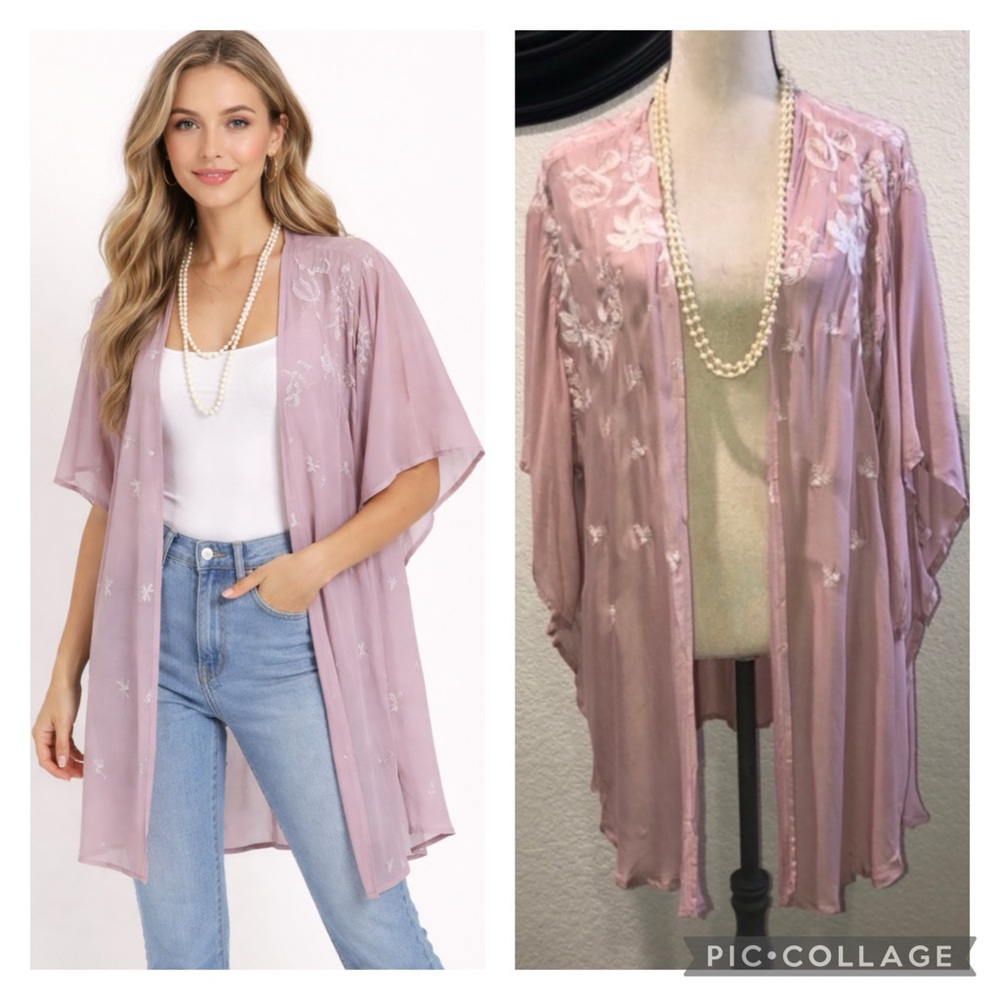 NWOT mauve color short sleeve duster